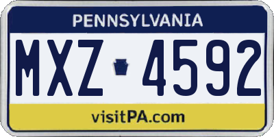 PA license plate MXZ4592