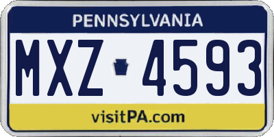 PA license plate MXZ4593