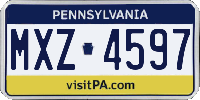 PA license plate MXZ4597