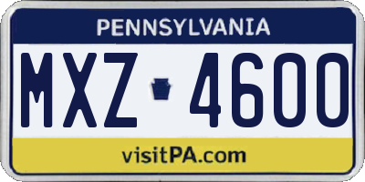 PA license plate MXZ4600