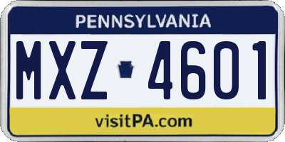 PA license plate MXZ4601