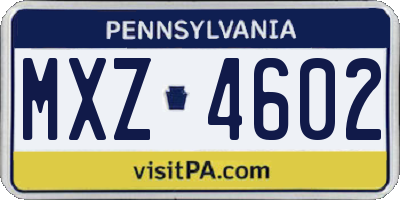 PA license plate MXZ4602
