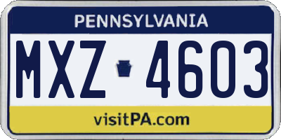PA license plate MXZ4603