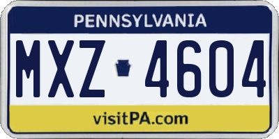 PA license plate MXZ4604