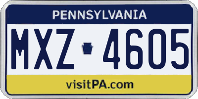 PA license plate MXZ4605