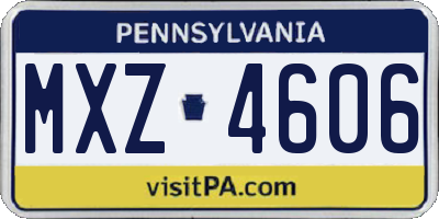 PA license plate MXZ4606