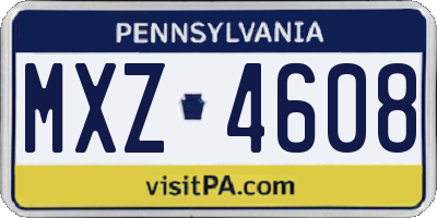 PA license plate MXZ4608