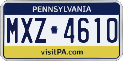 PA license plate MXZ4610