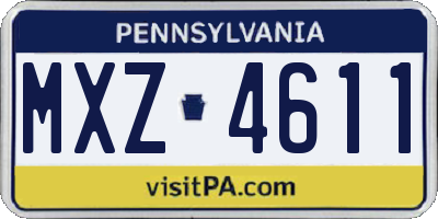 PA license plate MXZ4611