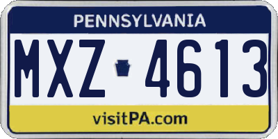PA license plate MXZ4613