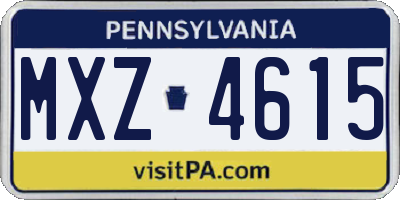 PA license plate MXZ4615