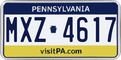 PA license plate MXZ4617