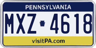PA license plate MXZ4618