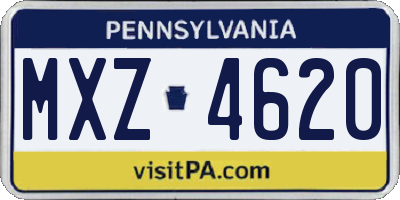 PA license plate MXZ4620
