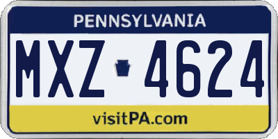PA license plate MXZ4624