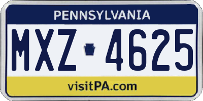PA license plate MXZ4625