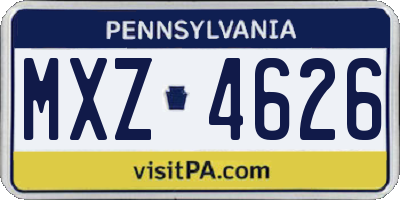 PA license plate MXZ4626