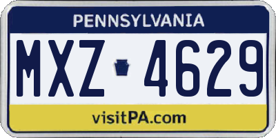 PA license plate MXZ4629