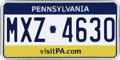 PA license plate MXZ4630