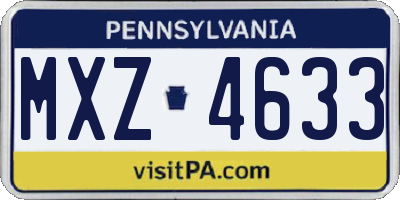 PA license plate MXZ4633