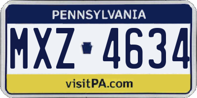 PA license plate MXZ4634