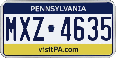 PA license plate MXZ4635