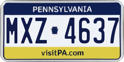 PA license plate MXZ4637