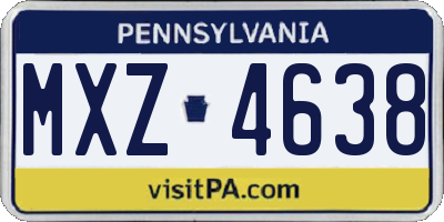 PA license plate MXZ4638