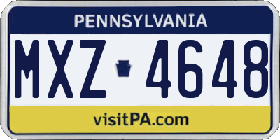 PA license plate MXZ4648