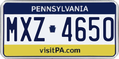 PA license plate MXZ4650