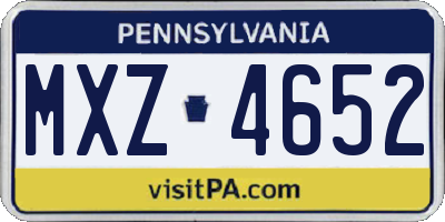 PA license plate MXZ4652