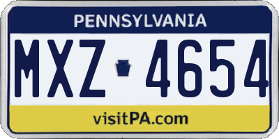 PA license plate MXZ4654