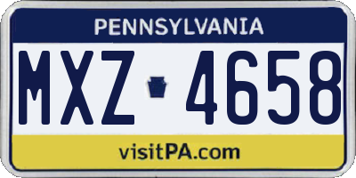 PA license plate MXZ4658