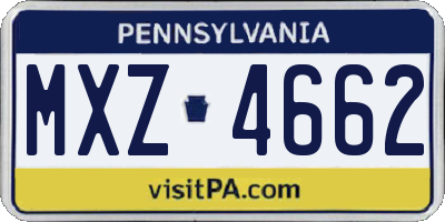 PA license plate MXZ4662