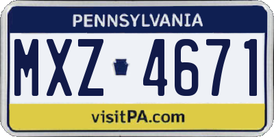 PA license plate MXZ4671