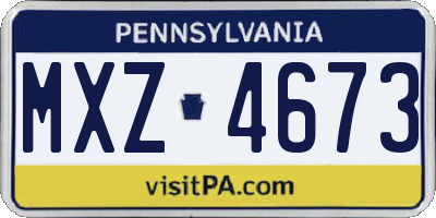 PA license plate MXZ4673