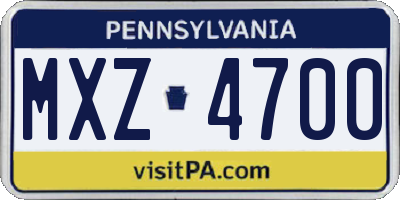 PA license plate MXZ4700