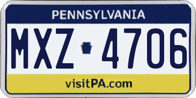 PA license plate MXZ4706