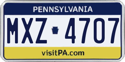 PA license plate MXZ4707