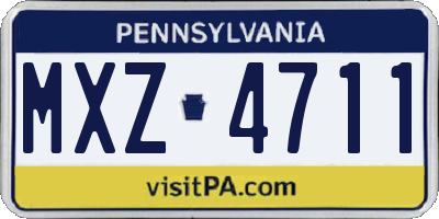 PA license plate MXZ4711