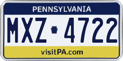 PA license plate MXZ4722