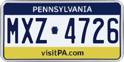 PA license plate MXZ4726