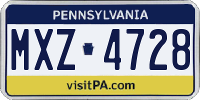 PA license plate MXZ4728