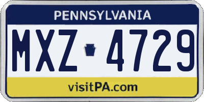 PA license plate MXZ4729