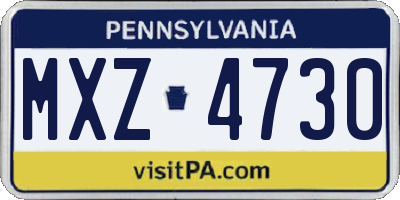 PA license plate MXZ4730