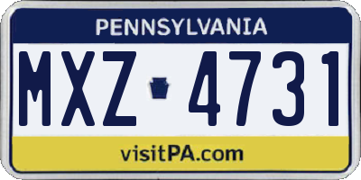 PA license plate MXZ4731