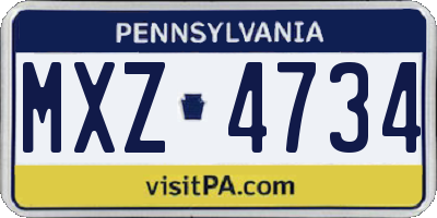PA license plate MXZ4734