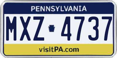 PA license plate MXZ4737