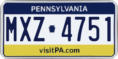 PA license plate MXZ4751