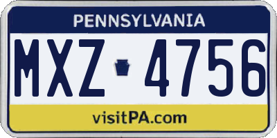 PA license plate MXZ4756